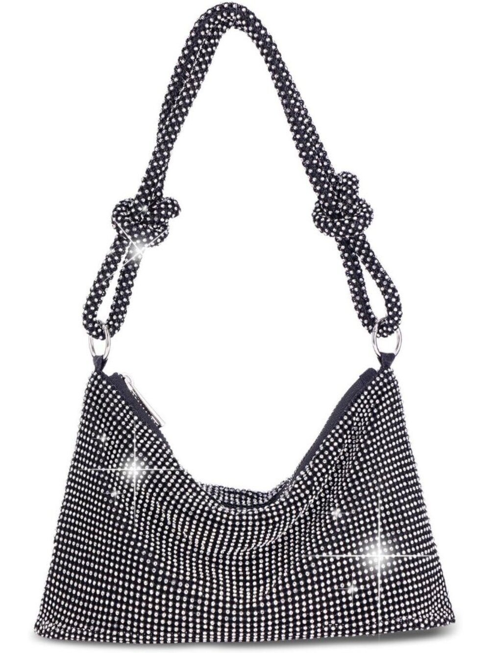 Women's Black Rhinestone Clutch Purse Wedding Prom Party Imported Evening Bag